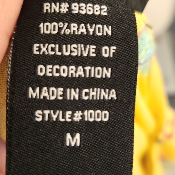 WOMENS LIV Los Angeles yellow floral boho embroidered tie button up top size M. - Picture 11 of 16